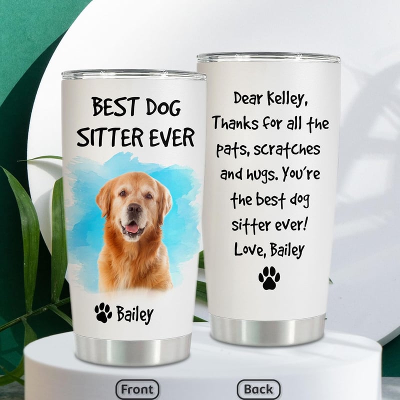 Funny Dog Sitter Travel Mug - Personalized Stainless Steel 20oz