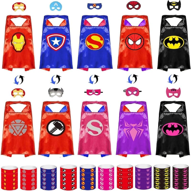 Superhero Cape & Mask Costume Set for Kids (Ages 3-10)