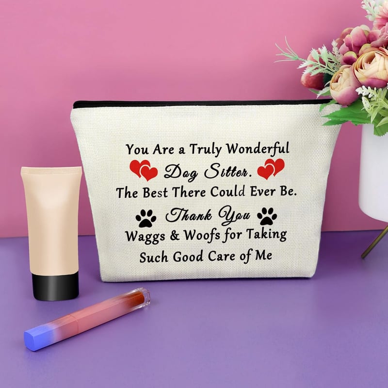 Pet Sitter Appreciation Travel Makeup Bag - Thank You Gift for Dog Lovers