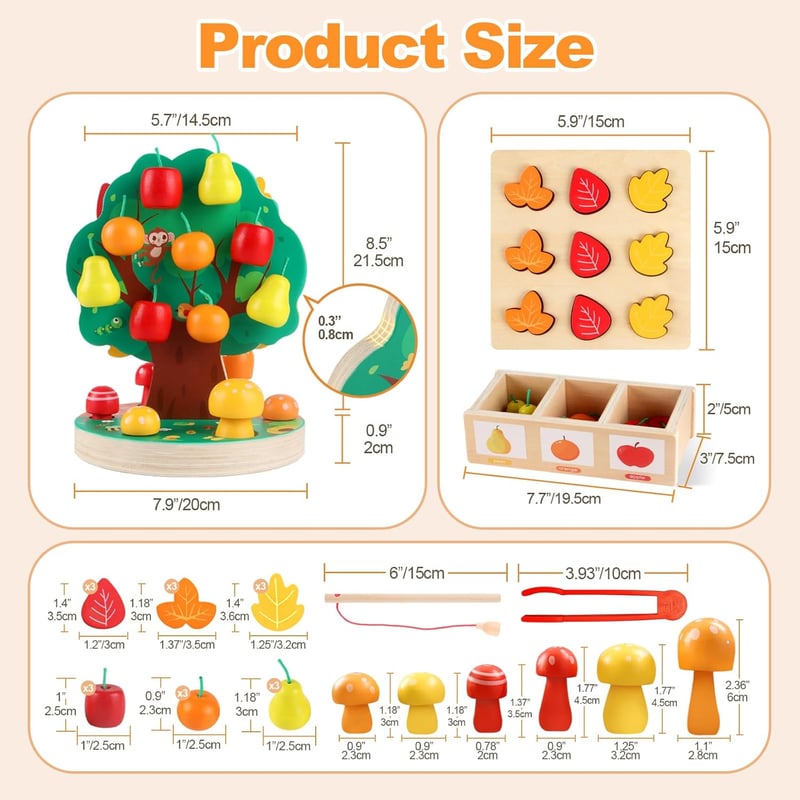 Apple Picking Magnetic Tree Toy - Wooden Montessori Sensory Puzzle