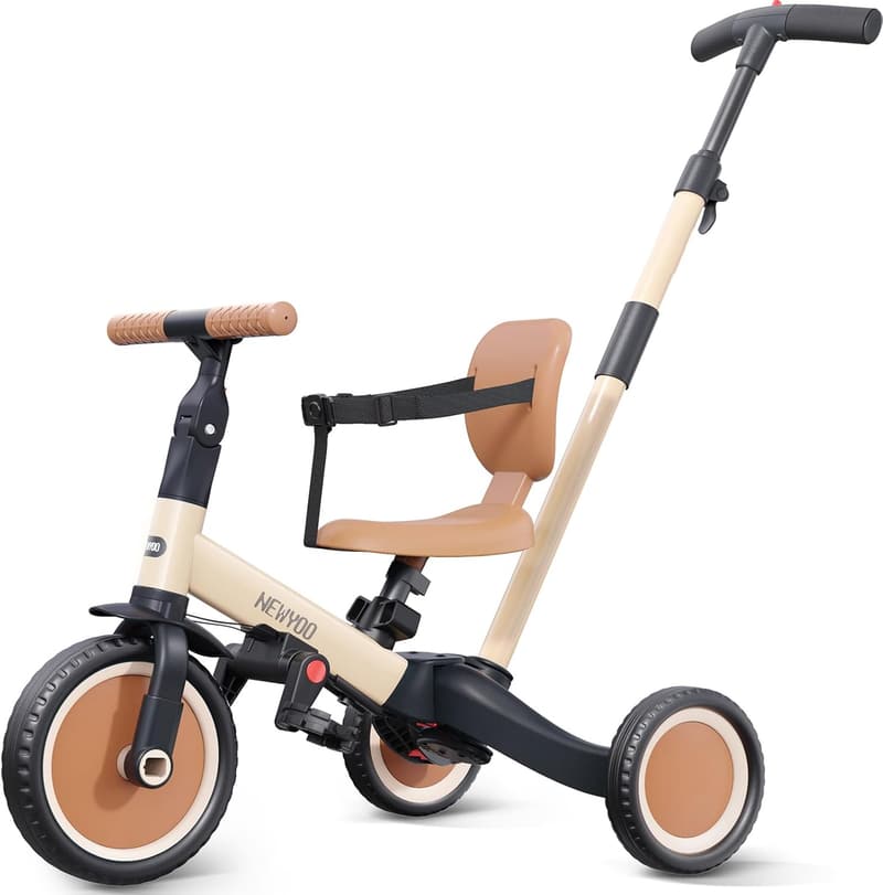 5-in-1 Toddler Tricycle with Push Handle for Ages 1-3