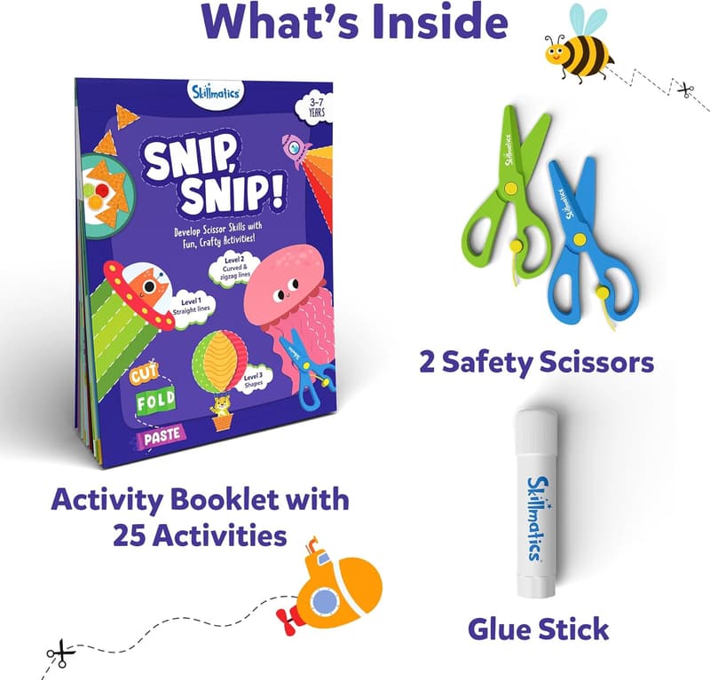 Scissor Skills Activity Book for Kids - 25 Fun Crafts and 2 Safe Scissors