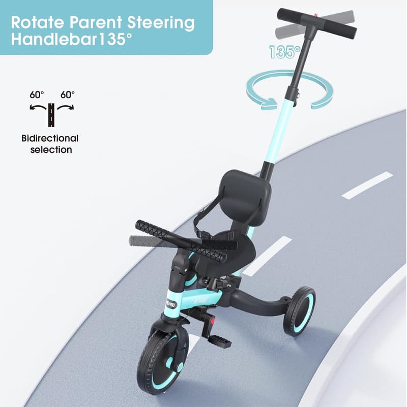 Toddler Tricycle with Push Handle - Birthday Gift for Kids