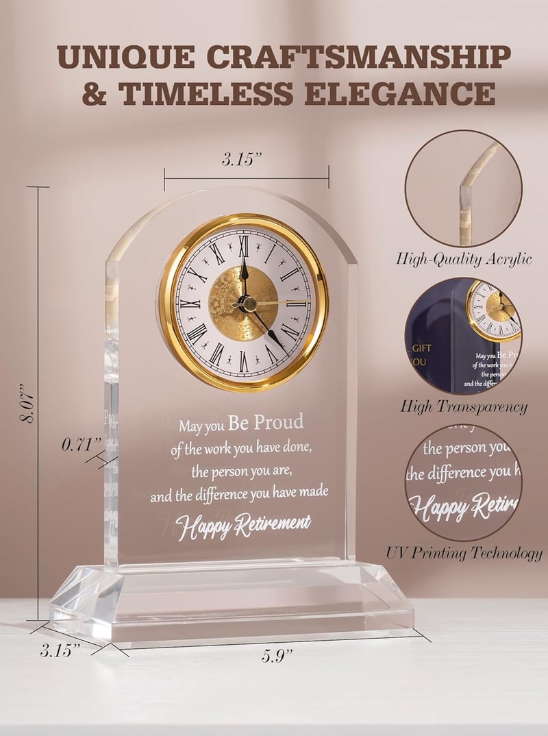 Retirement Desk Clock Gift for Coworkers and Bosses