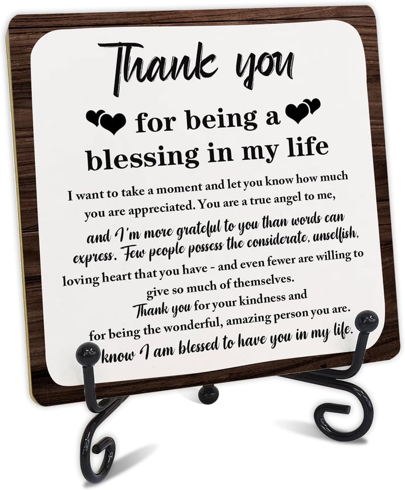 Thank You Wooden Plaque Sign for Family and Friends