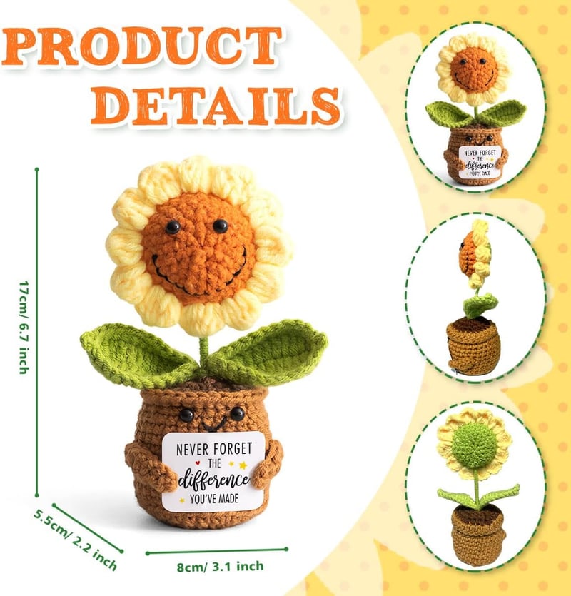 Emotional Sunflower Crochet Thanks Gift for Mother's Day