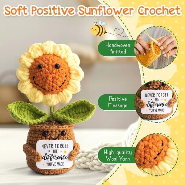 Emotional Sunflower Crochet Thanks Gift for Mother's Day