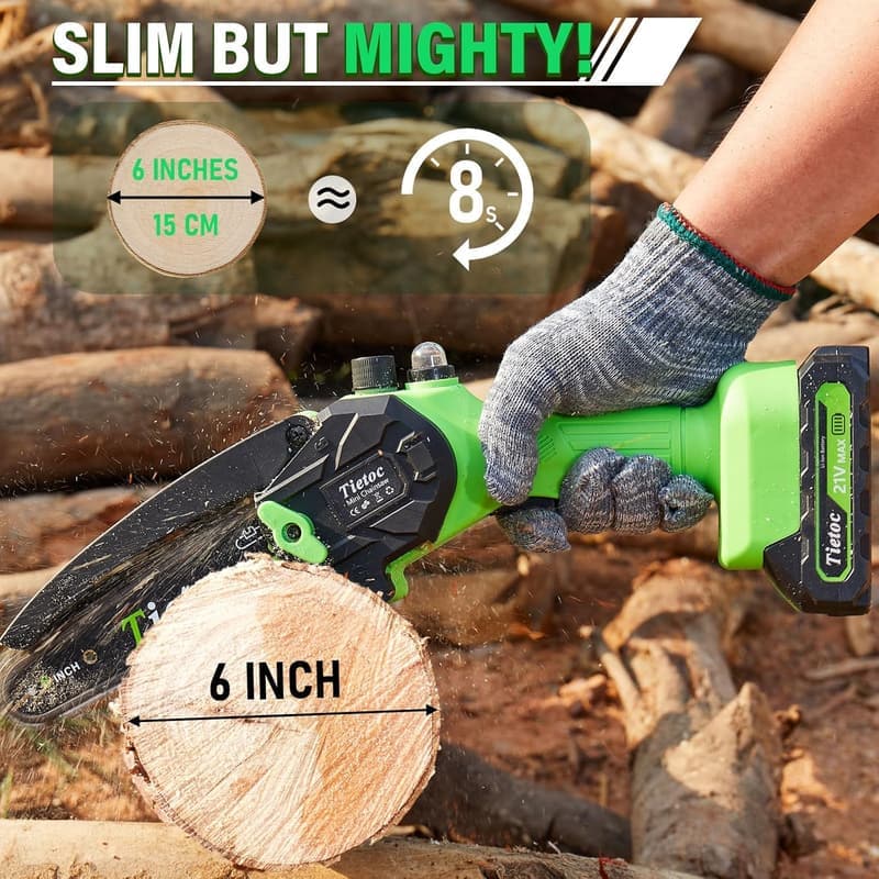 Mini Chainsaw with 2 Batteries - Ideal Gift for Men and Gardens