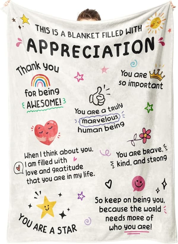 Thank You Blanket with Inspirational Words for Women & Men