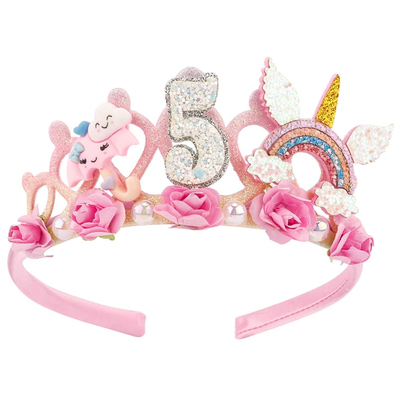 5th Birthday Flower Crown Headband for Girls