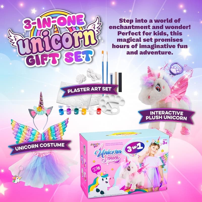 Unicorn Craft Kit and Dress - Engaging Birthday Gift for Girls 4-6