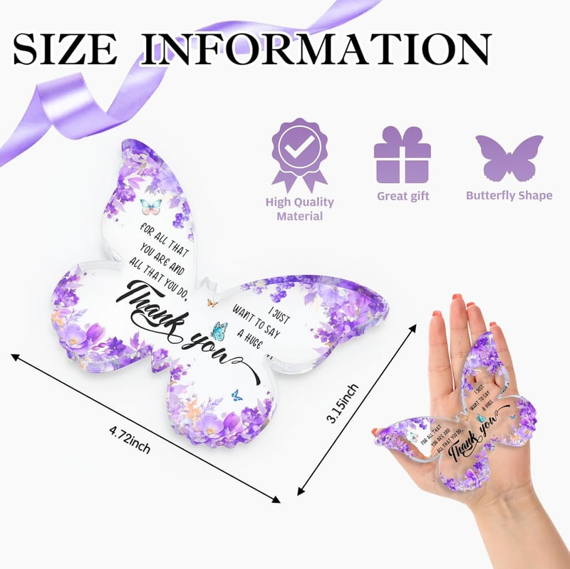 Purple Butterfly Thank You Plaque for Women Graduates