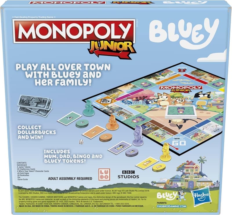 Bluey Edition Monopoly Junior Board Game for Kids Ages 5+