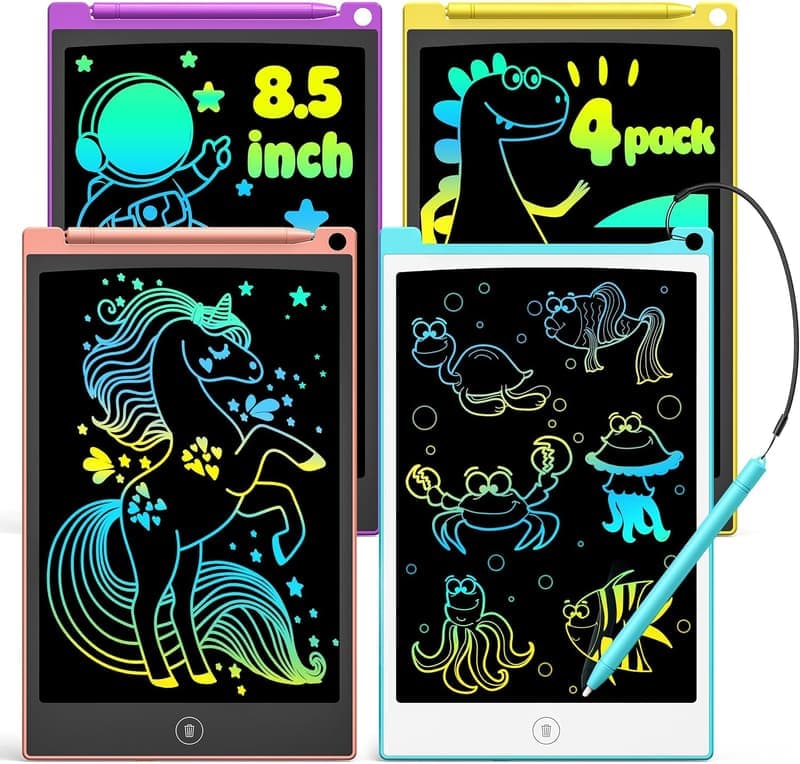 Colorful 8.5-Inch LCD Drawing Tablet for Kids, 4 Pack