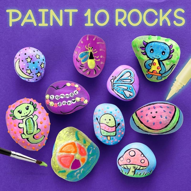 Glow in the Dark Rock Painting Kit for Kids Ages 6-8+