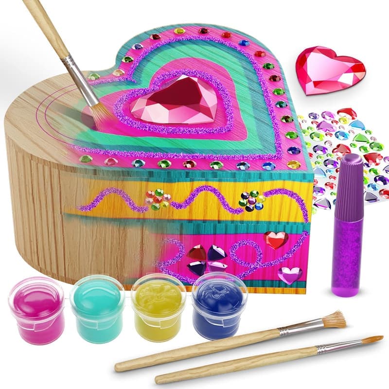 DIY Wooden Heart Treasure Box Kit for Kids Aged 4-6