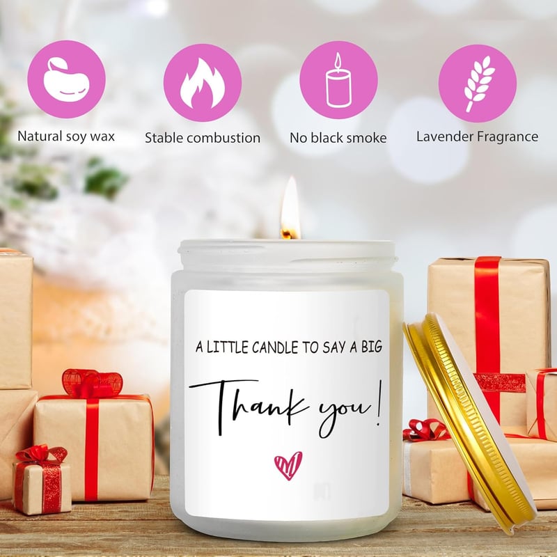 Thank You Candle - Lavender Scent - 7 oz Gift for Friends