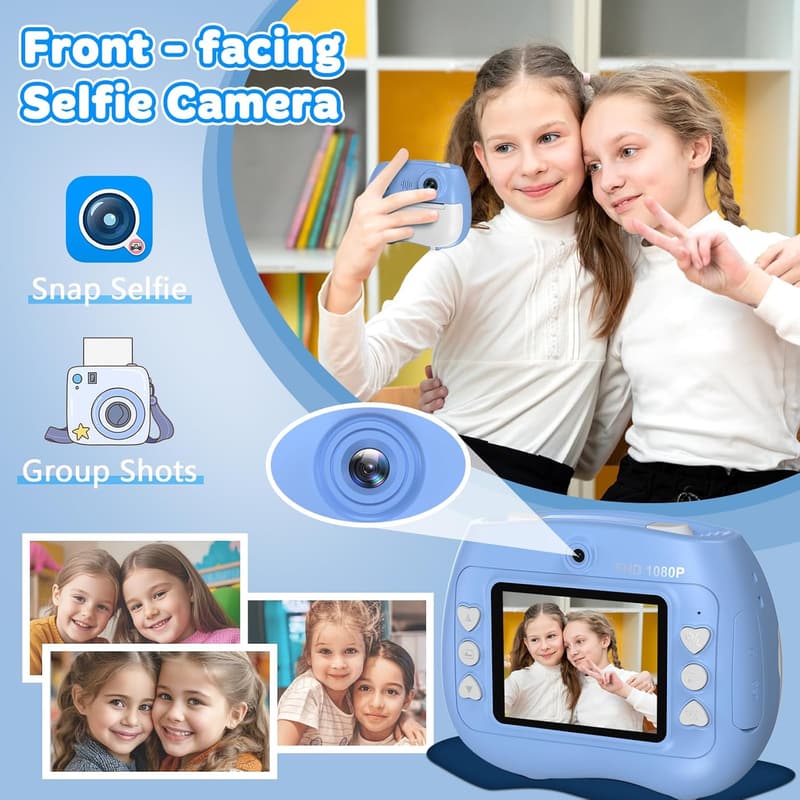 Kids Instant Print Dual Lens Camera - Fun Birthday Gift, Blue