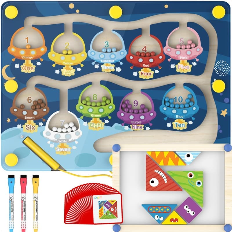 Interactive Montessori Magnetic Color & Number Maze Toy for Kids 3+