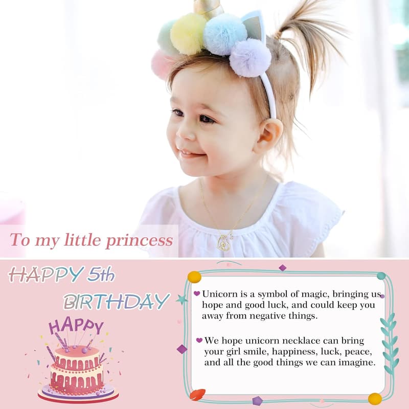 Unicorn Necklace for Girls - 14K Gold Plated Birthday Gift