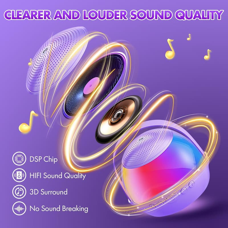 Portable Karaoke Machine with 2 Microphones for Kids (Purple)