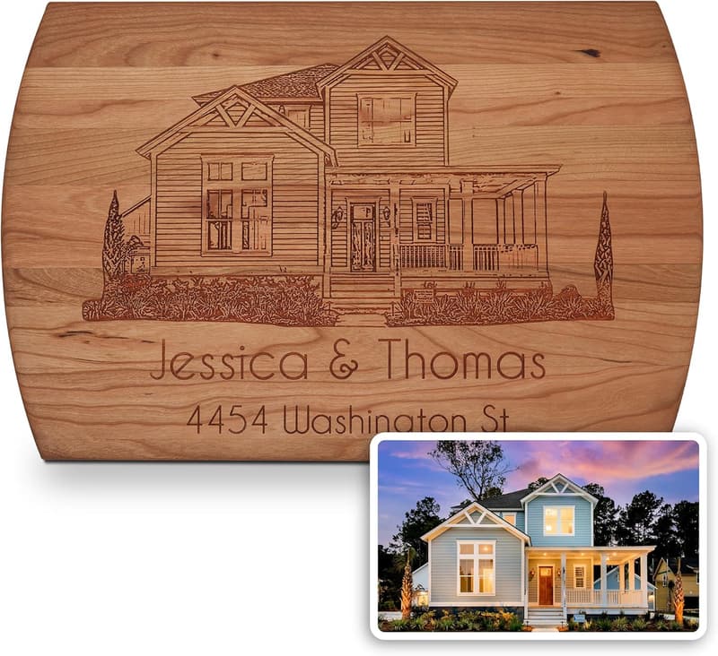 Personalized Wood Cutting Board - Custom Engraved Housewarming Gift