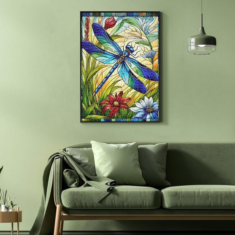 Stained Glass Dragonfly 1000-Piece Jigsaw Puzzle for Adults