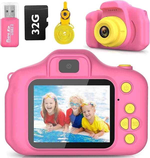 Christmas Kids Camera for Girls 3-9, HD Digital, 32GB