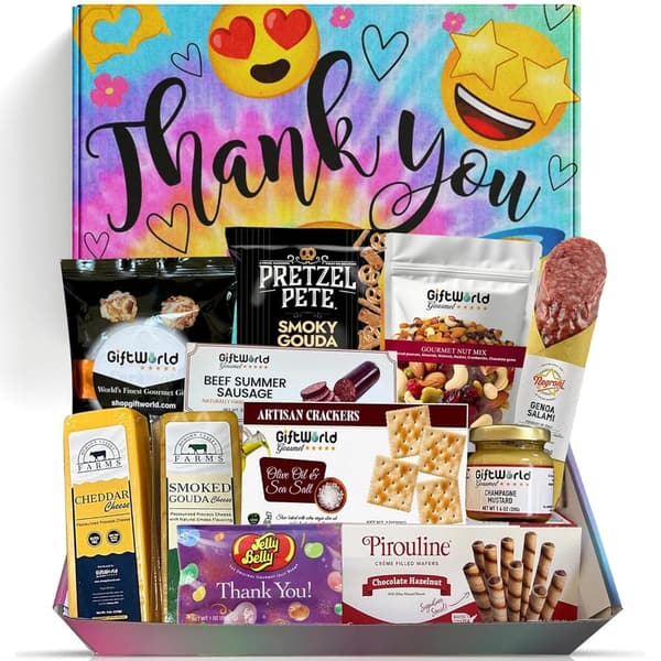 Thank You Gourmet Meat and Cheese Basket for Men and Women