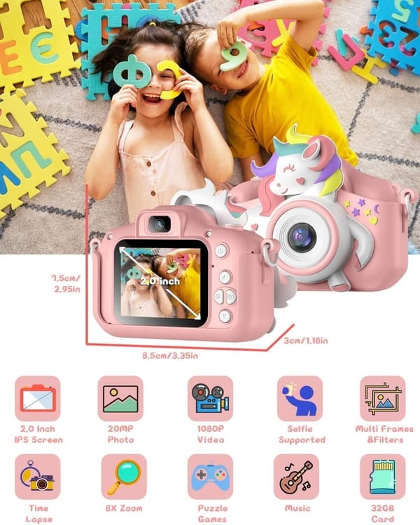 Kids Selfie Camera 20MP HD - Ideal Gift for Ages 3-8