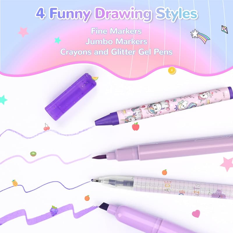 Unicorn Coloring Art Supplies Set for Kids, 54 PCS