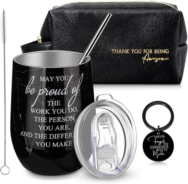 Father's Day Gift Set: Leather Toiletry Bag & Tumbler for Men