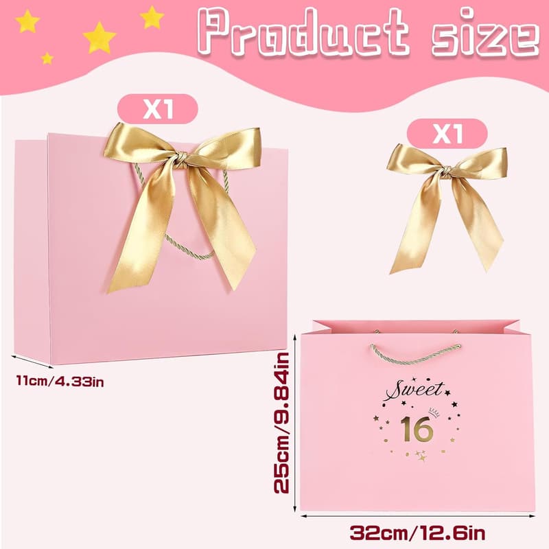 5th Birthday Gift Bag with Ribbon for Girls