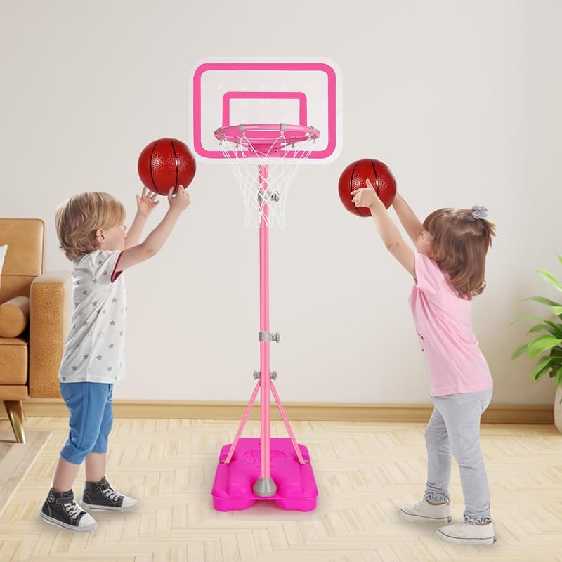 Adjustable Pink Basketball Hoop for Kids Ages 2-6