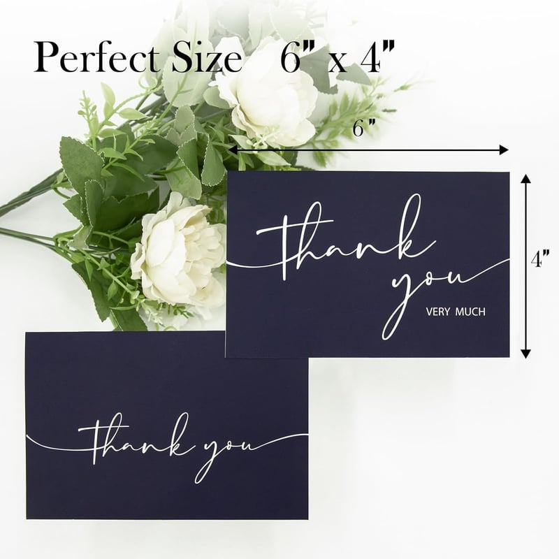Thank You Cards Set – 24 Minimalistic 4x6 Notes with Envelopes