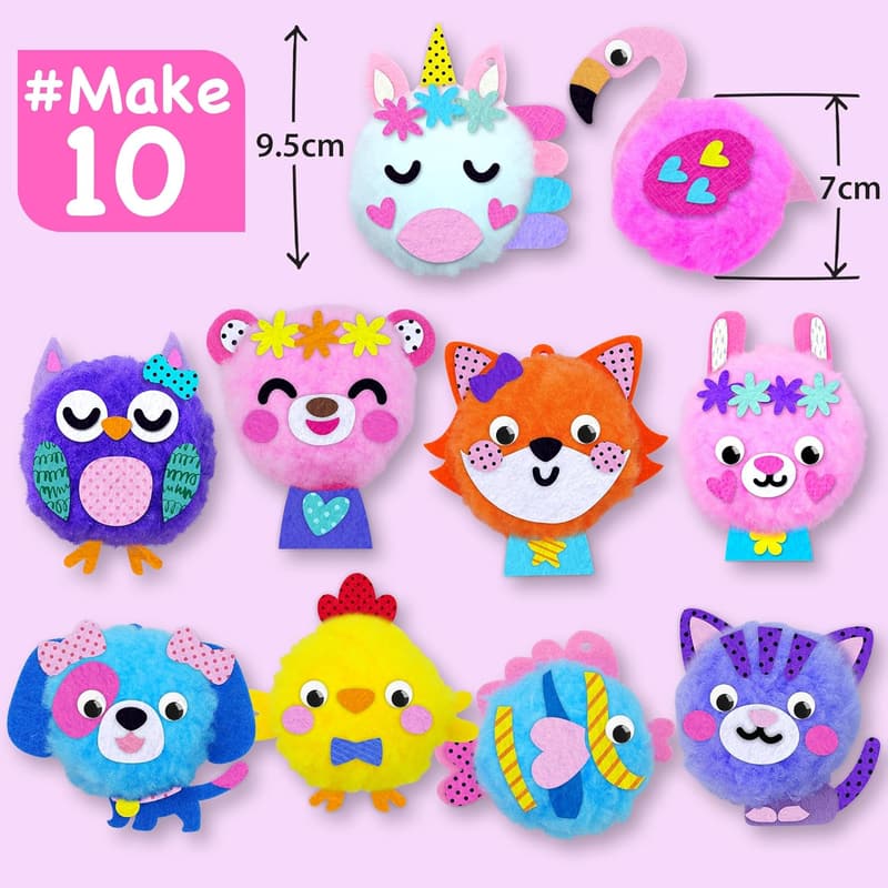 Pom Pom Animal Craft Kit for Kids Aged 3-5 - DIY Plush Animals