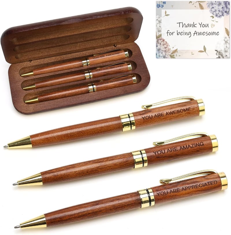 Engraved Wooden Pen Set - Appreciation Gift for Coworkers