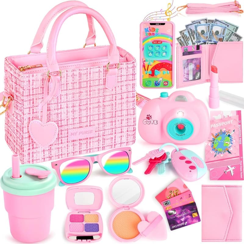 Girls' Birthday Gift: Pretend Play Makeup Purse for Ages 3-8