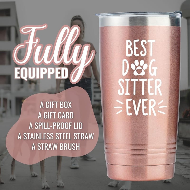 Thank You Dog Sitter Tumbler - 20oz Insulated Steel with Straw