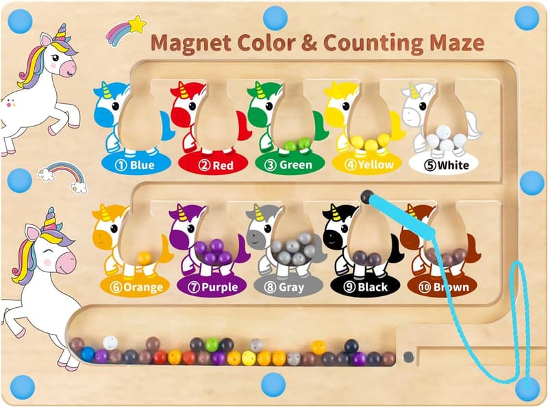 Educational Magnetic Color Maze for Toddlers - Unicorn Gift