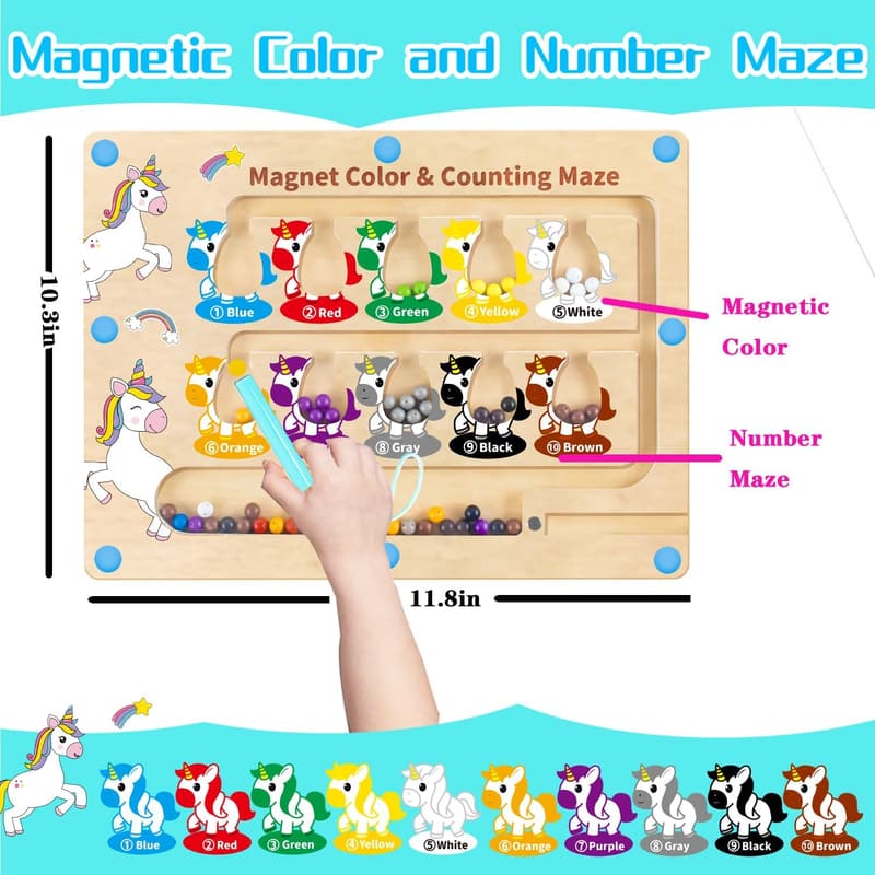 Educational Magnetic Color Maze for Toddlers - Unicorn Gift