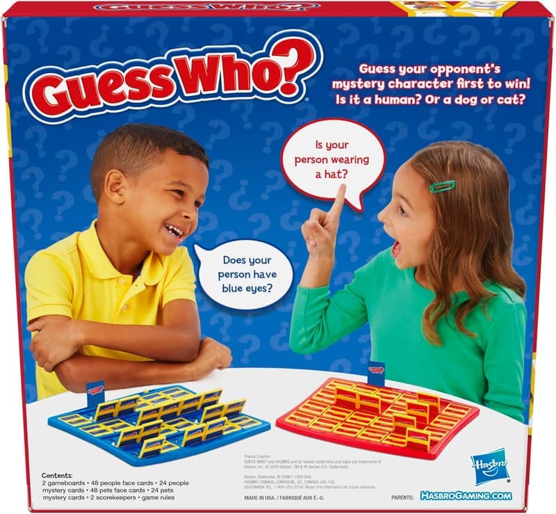 Guess Who? Board Game with People & Pets Cards for Kids 6+