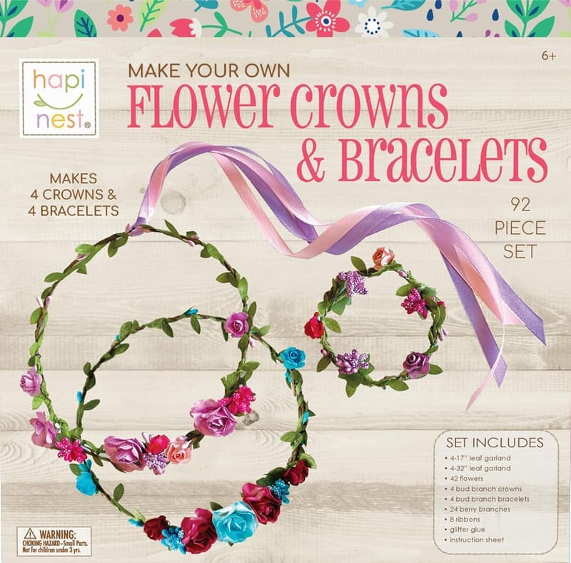 Flower Crown & Bracelet Craft Kit for Girls Age 6+