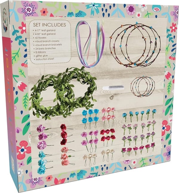 Flower Crown & Bracelet Craft Kit for Girls Age 6+