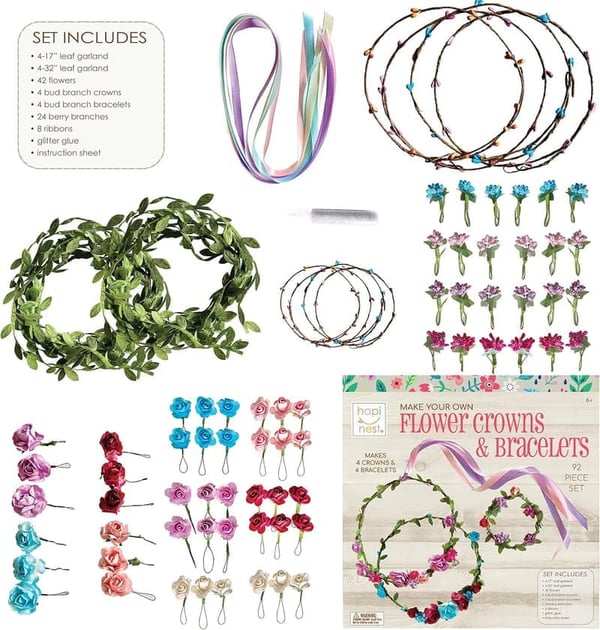 Flower Crown & Bracelet Craft Kit for Girls Age 6+