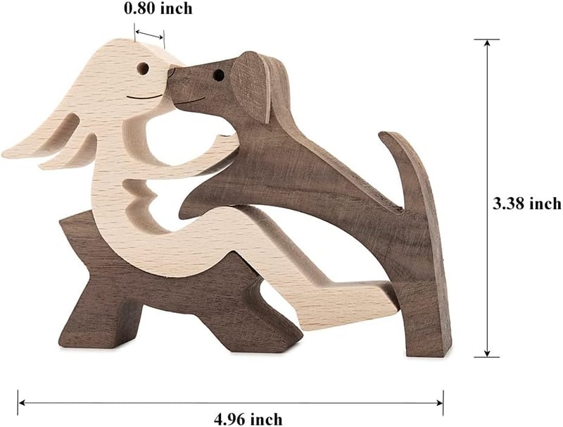 Handmade Wooden Sculpture of Sitting Woman and Dog – Eco-Friendly Home Decor