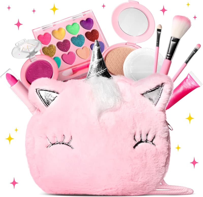 Kids Real Non-Toxic Makeup Kit - Unicorn Birthday Gift for Girls