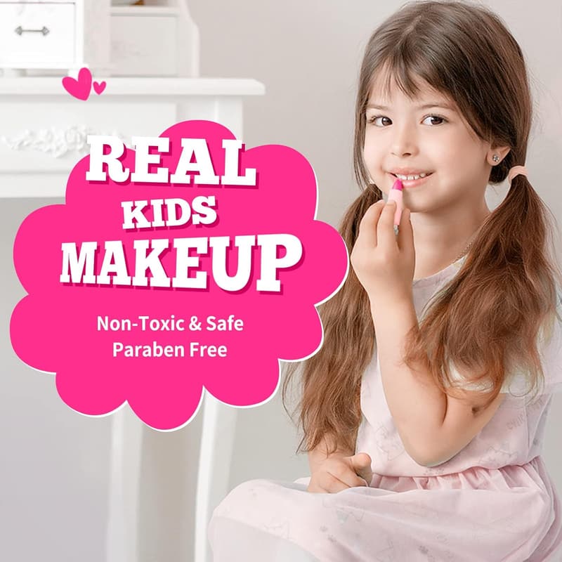 Kids Real Non-Toxic Makeup Kit - Unicorn Birthday Gift for Girls