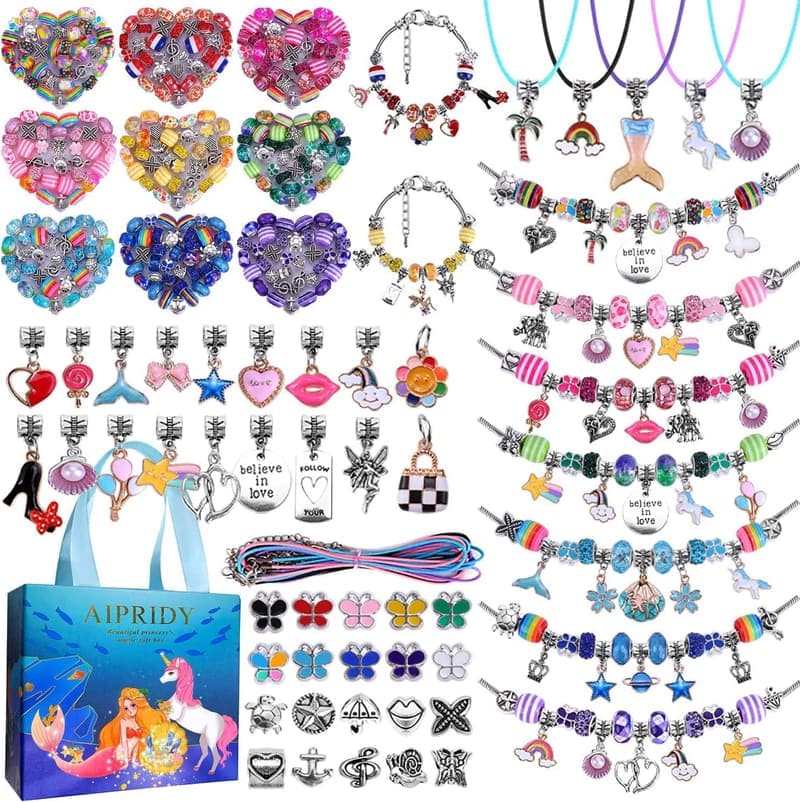 Unicorn & Mermaid Charm Bracelet Making Kit for Girls (150 Pieces)