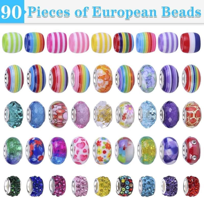Unicorn & Mermaid Charm Bracelet Making Kit for Girls (150 Pieces)